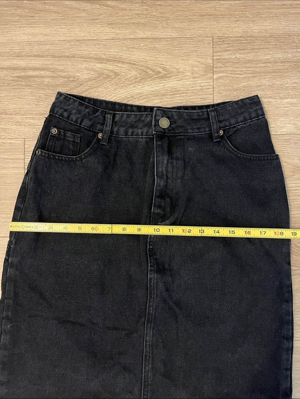 Nasty Gal Black Maxi Denim Skirt with Front Slit - Picture 13 of 15